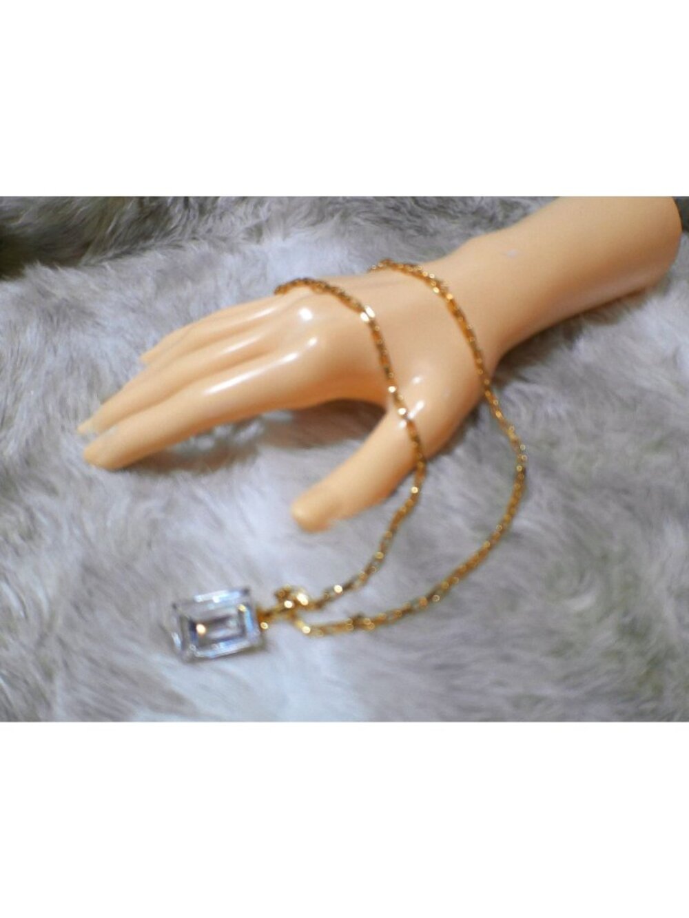 Vintage D'Orlan Necklace Crystal Pendant Gold Tone